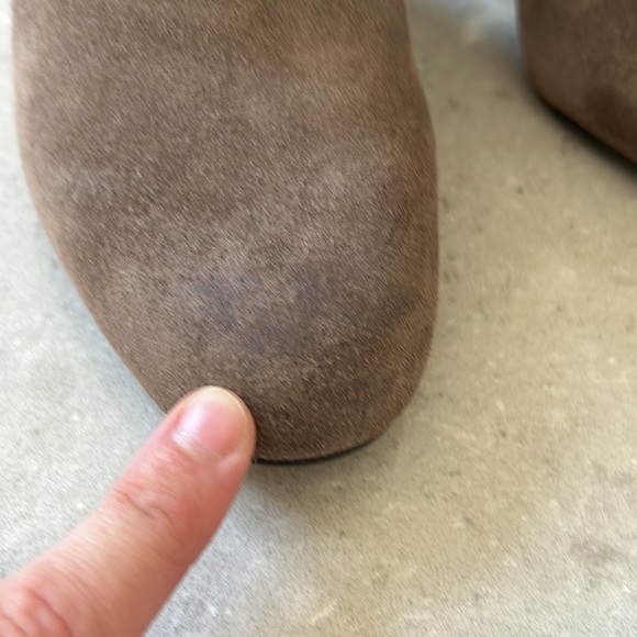 Vince Camuto "Simlee" Soft Tan Suede Leather Buckle Detail Side Zip Ankle Boots - Picture 6 of 16